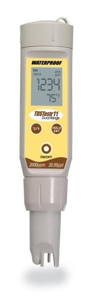 EC Pen by Oakton. This waterproof microprocessor ECTestrs offer push-button calibration and 1% accuracy in a rugged waterproof housing. Never worry about losing your tester in a pond or tank; these testers even float!  It can be used in liquid or the probe can be inserted directly into a moist soil sample after the sample has been extracted from the ground.