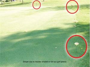 Using Daylight Indicator - Light Meter to monitor shaded areas of golf greens