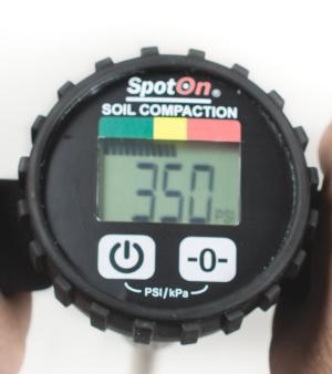 To read the Digital Soil Compaction Tester / Digital Dial Penetrometer simply look at progress bar on digital read out for color comparison and digital display for PSI or kPa numeric value