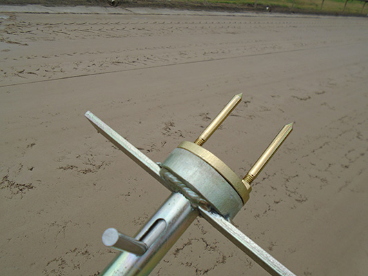 Close up of the Turf-Tec Equine Shear Strength Tester with Equine Foot