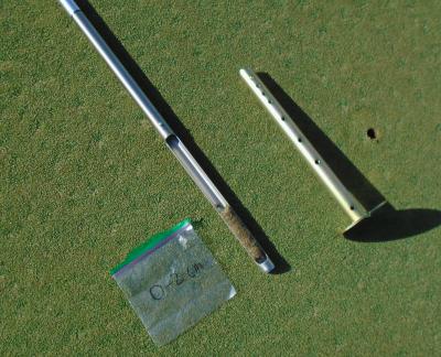 The 2,4 and 6 cm depths are ideal for taking soil samples for organic matter analysis on golf greens and sports fields. The Turf-Tec Tubular Soil Sampler with Adjustable Foot is first adjusted to the 0-2 cm setting and five soil samples are collected at that depth. Next the foot is removed, and the soil samples are placed into a sample bag. Then the sampler is adjusted to the 2-4 cm depth and those samples are collected from the same sample locations and the process is repeated for the 4-6 cm depth. These specific depth samples can be sent to a soil analysis laboratory and the organic mater percentages can be easily identified