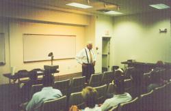 Florida Atlantic University, Boca Raton, FL.  Sports Turf Meeting with coach Howard Schnellenburger addressing group.