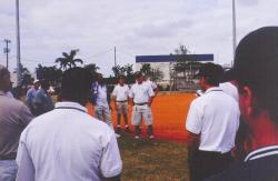 This is our instructor, Kevin Hardy, Sports Field Manager for the University of Miami speaking on infield design and renovation.