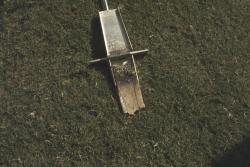 A soil profile sample of one of the athletic fields in the Sable Pines Park showing the sand based field.  This is a soil profile taken with the Mascaro Profile Sampler 