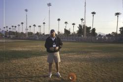 STMA Field Maintenance seminar, North High School, Phoenix.  Darin Dailey, Cincinnati Bengals is speaking to the group about field lining techniques.