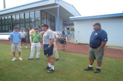 This is some of the NFSTMA attendees listing to Jorge Rubro-Boitel, the Athletics Grounds Supervisor at the University of North Florida.  